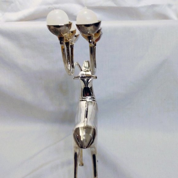 Bowring Silver Plated Reindeer Candle Holder & Candles-With Box - Picture 8 of 12